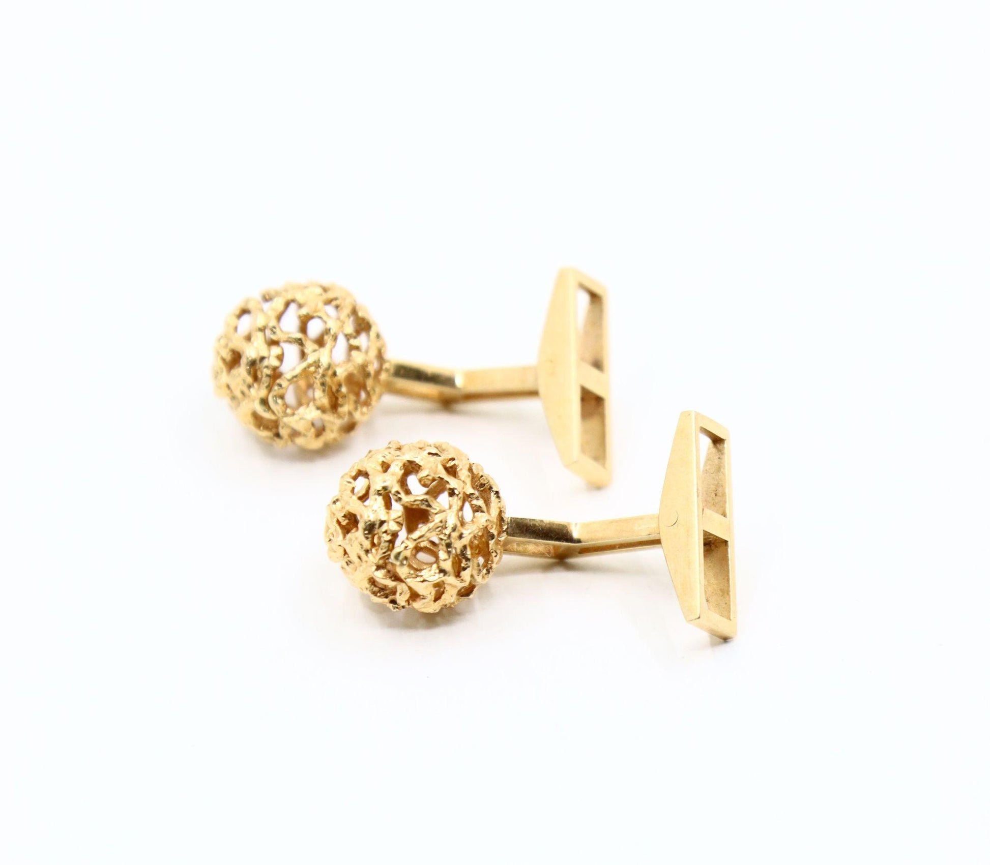 Vintage Ole Lynggaard 14K Gold Ball Cufflinks