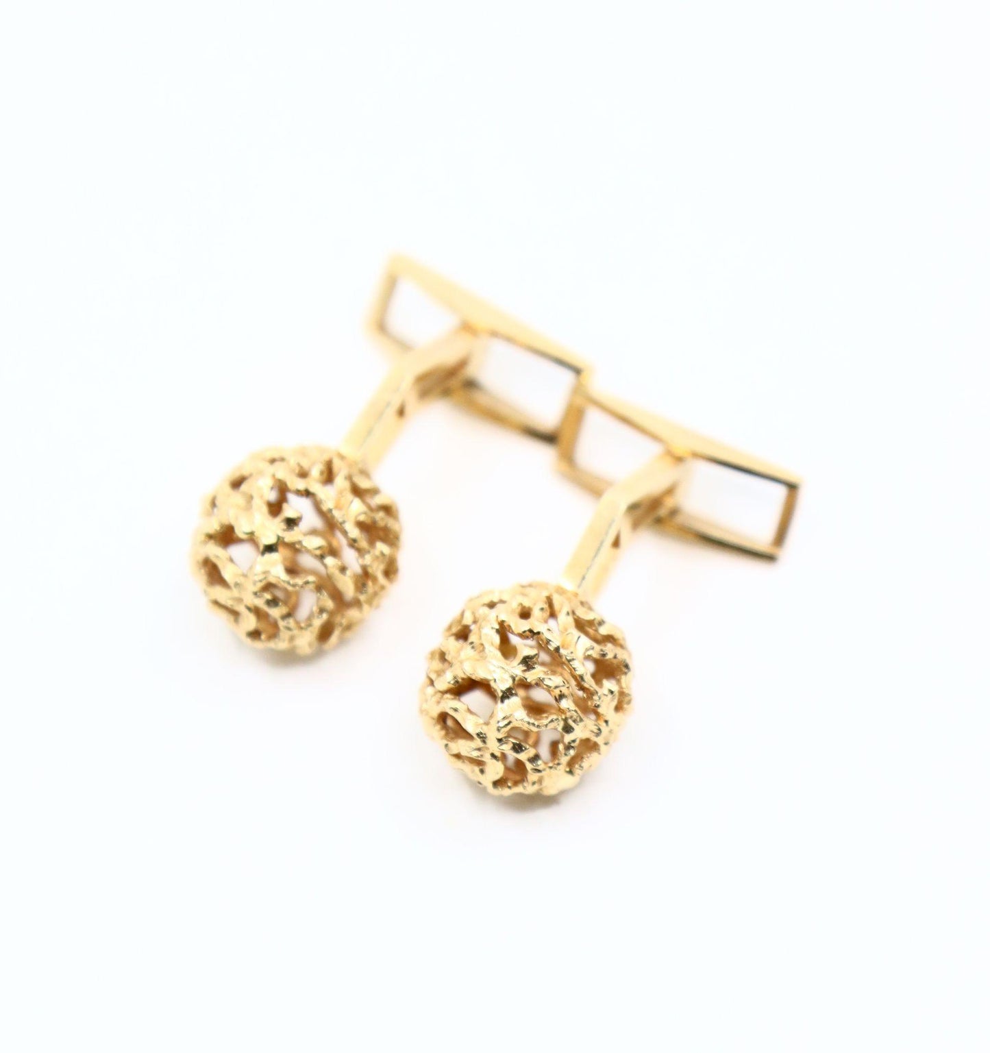 Vintage Ole Lynggaard 14K Gold Ball Cufflinks