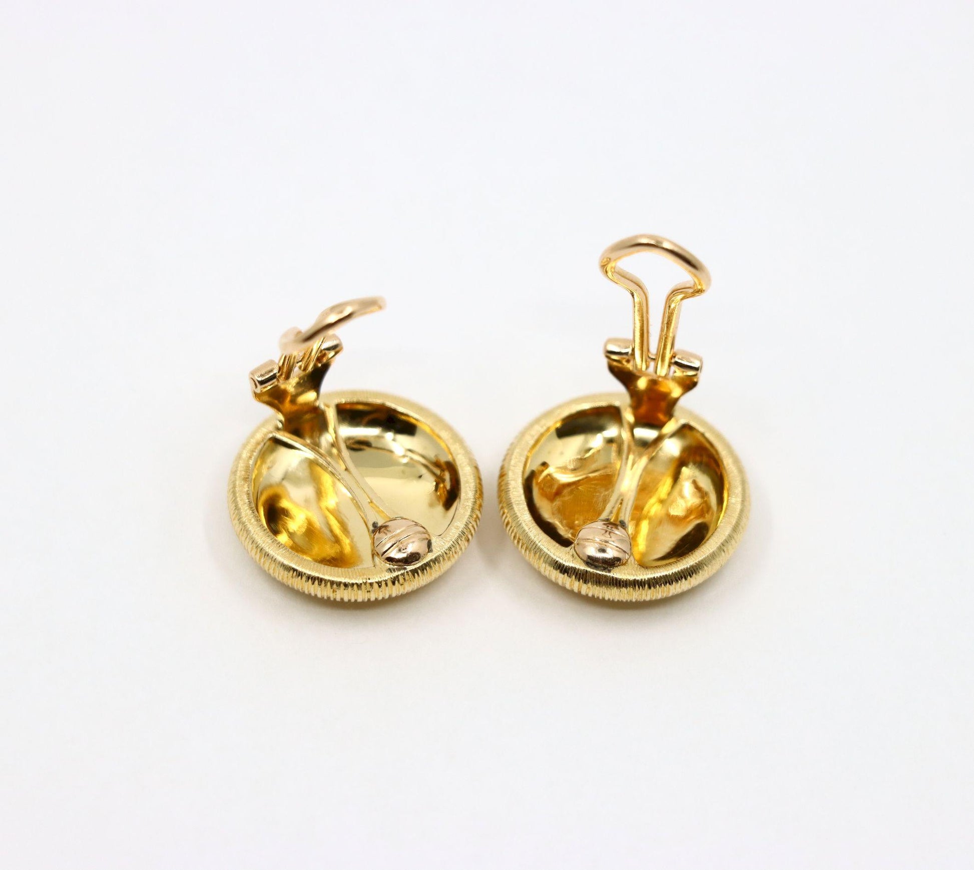Buccellati 18K Gold Rigato Satin Finish Button Earrings