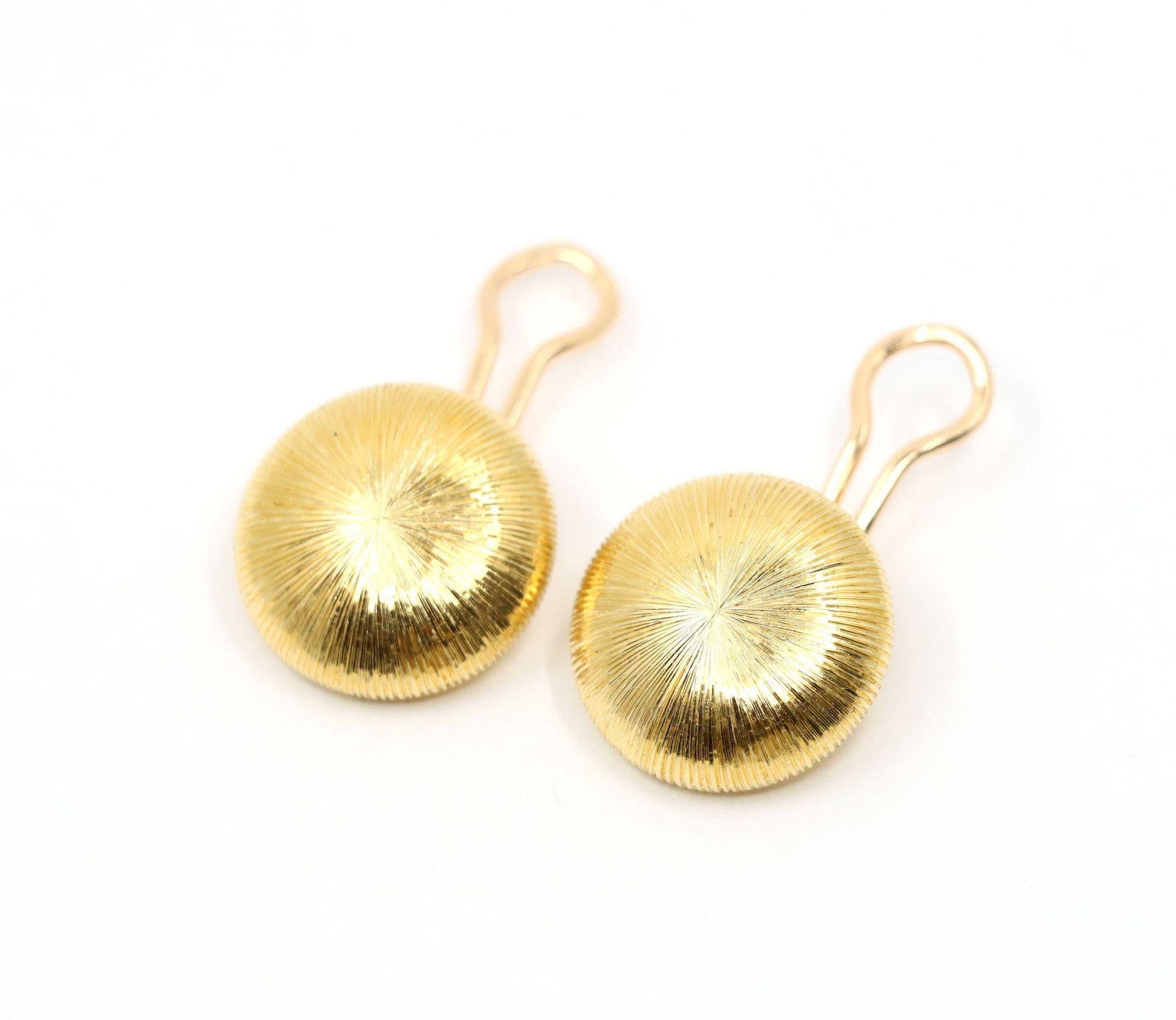Buccellati 18K Gold Rigato Satin Finish Button Earrings