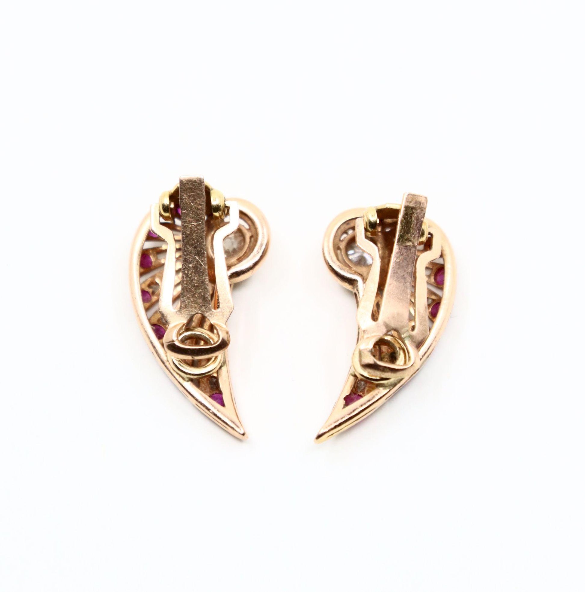 14K Rose Gold Diamond Ruby Wing Earrings