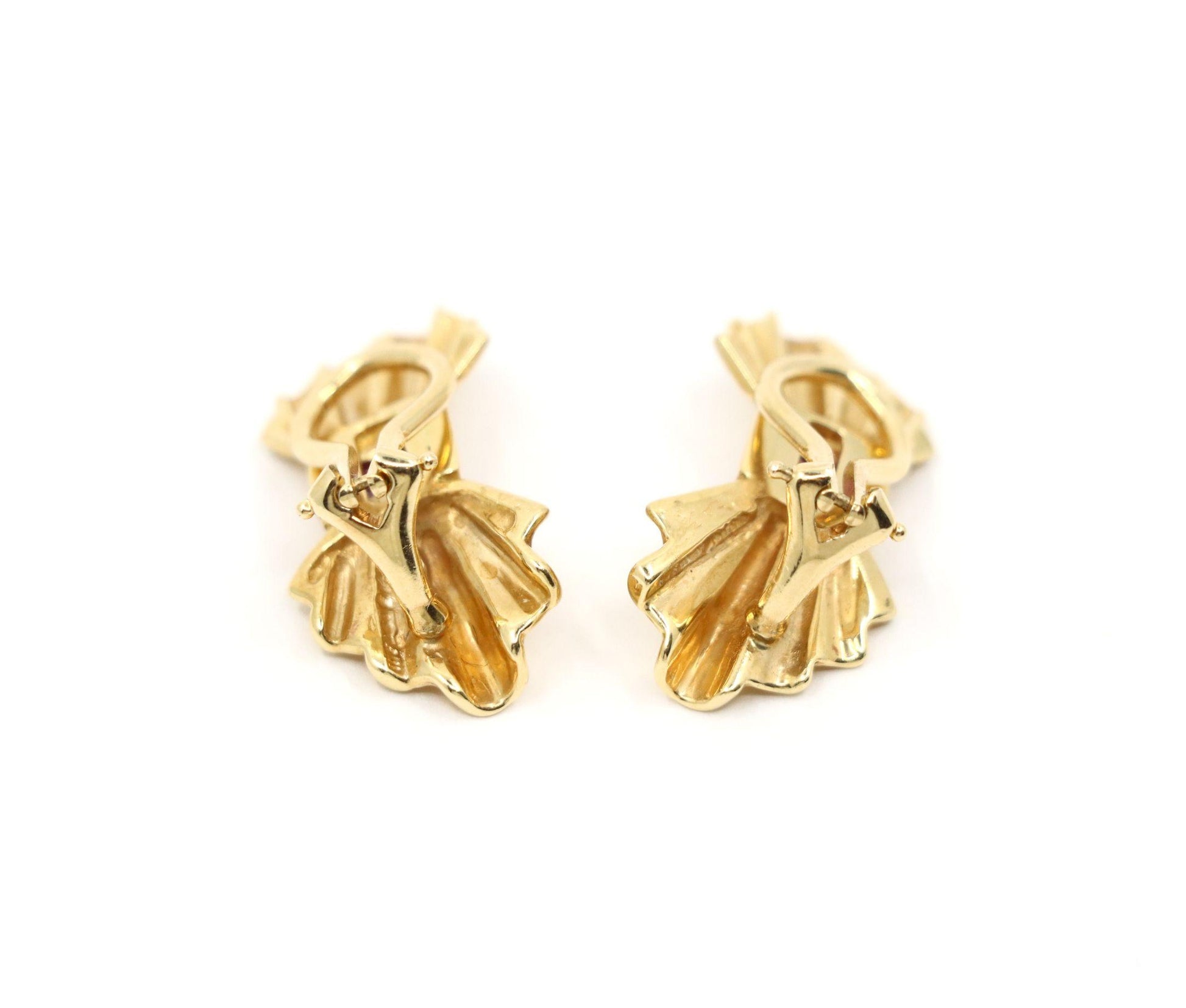 Tiffany & Co. 14K Gold Ruby Bow Clip Earrings & Brooch