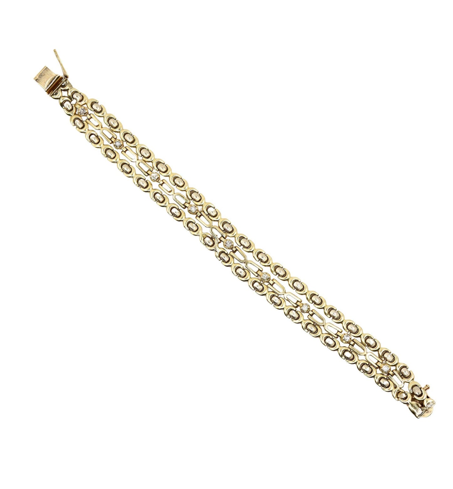 14K Gold 3-Stands Diamond Chain Bracelet