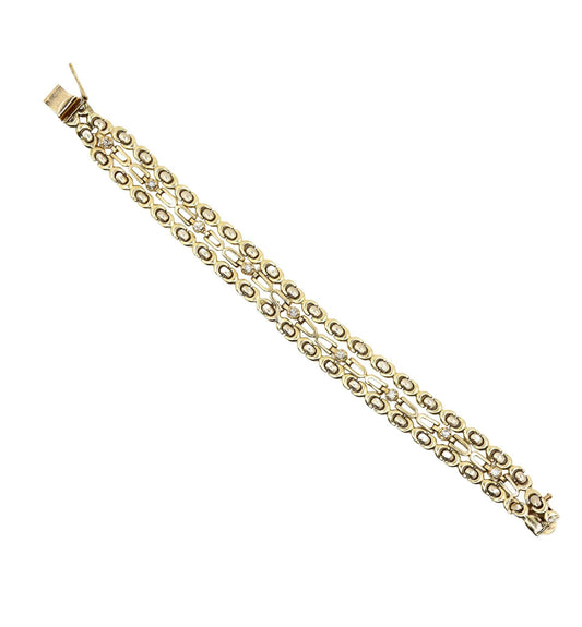 14K Gold 3-Stands Diamond Chain Bracelet