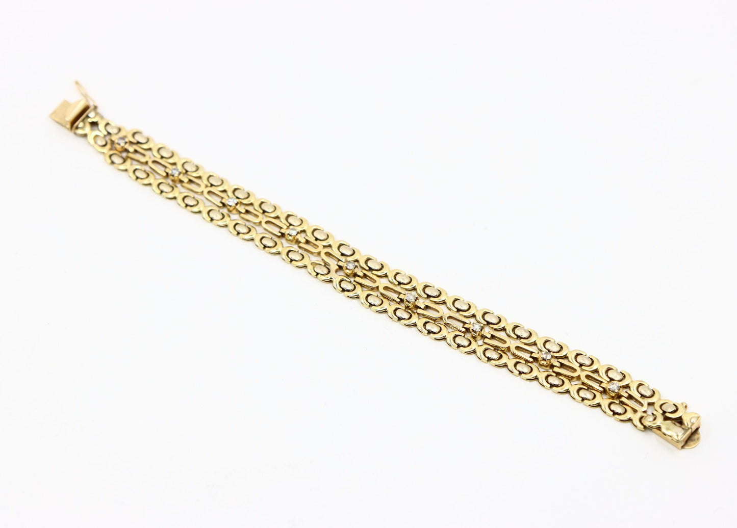14K Gold 3-Stands Diamond Chain Bracelet