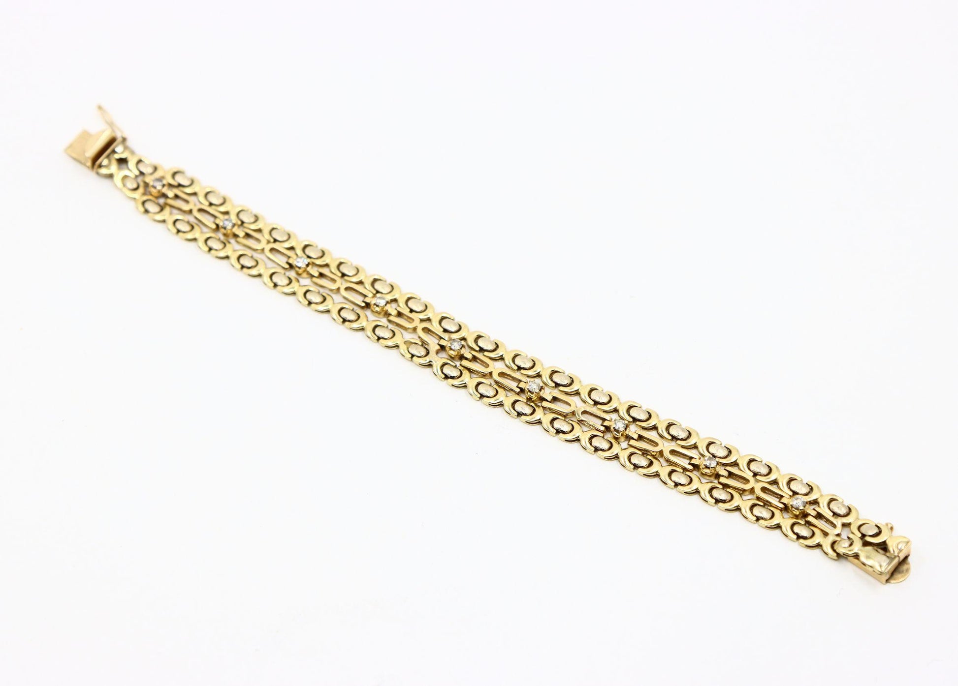 14K Gold 3-Stands Diamond Chain Bracelet