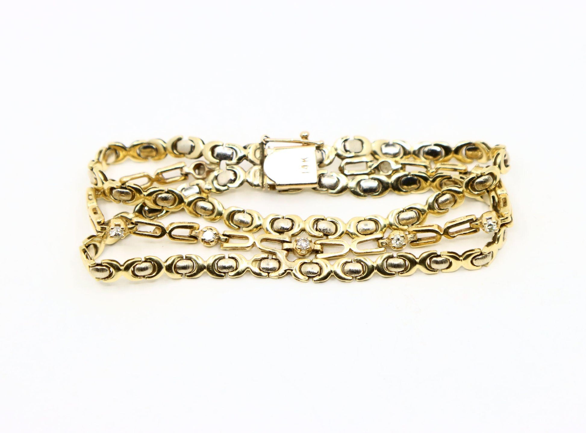 14K Gold 3-Stands Diamond Chain Bracelet