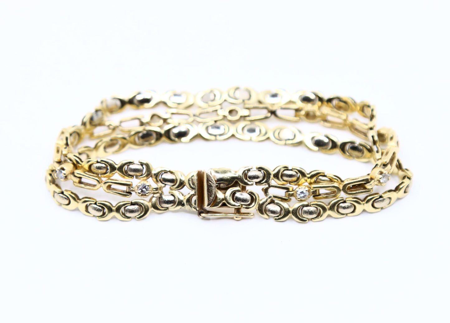 14K Gold 3-Stands Diamond Chain Bracelet