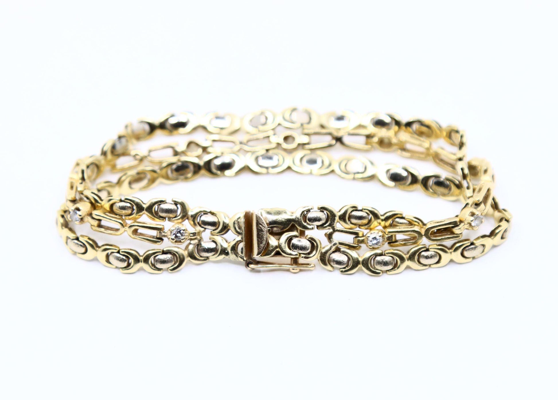 14K Gold 3-Stands Diamond Chain Bracelet