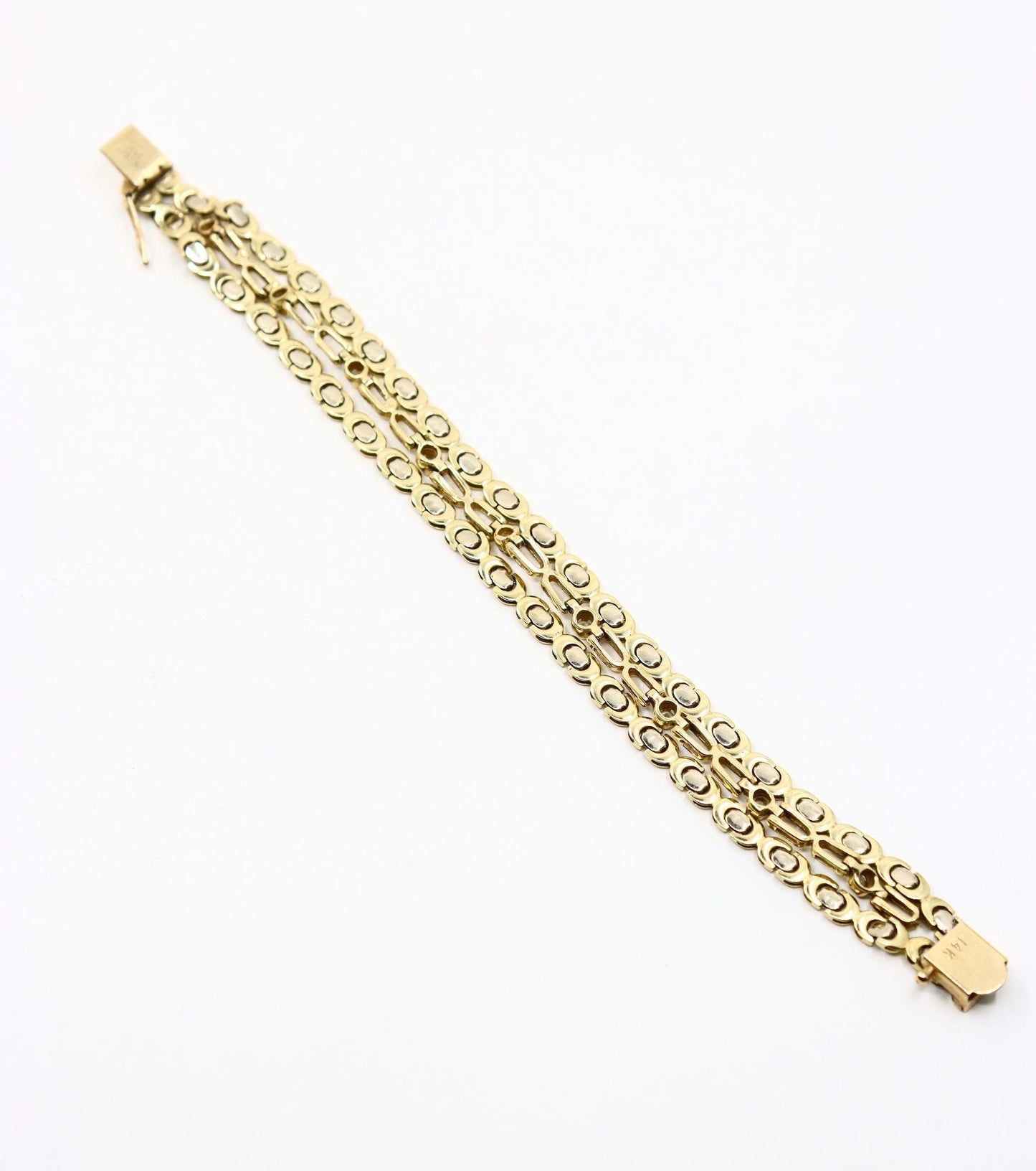 14K Gold 3-Stands Diamond Chain Bracelet
