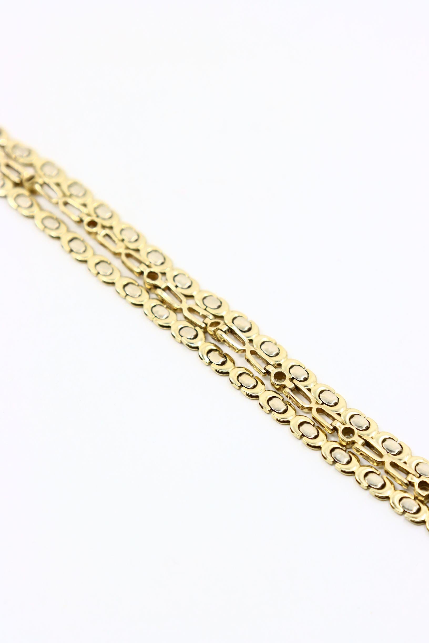 14K Gold 3-Stands Diamond Chain Bracelet