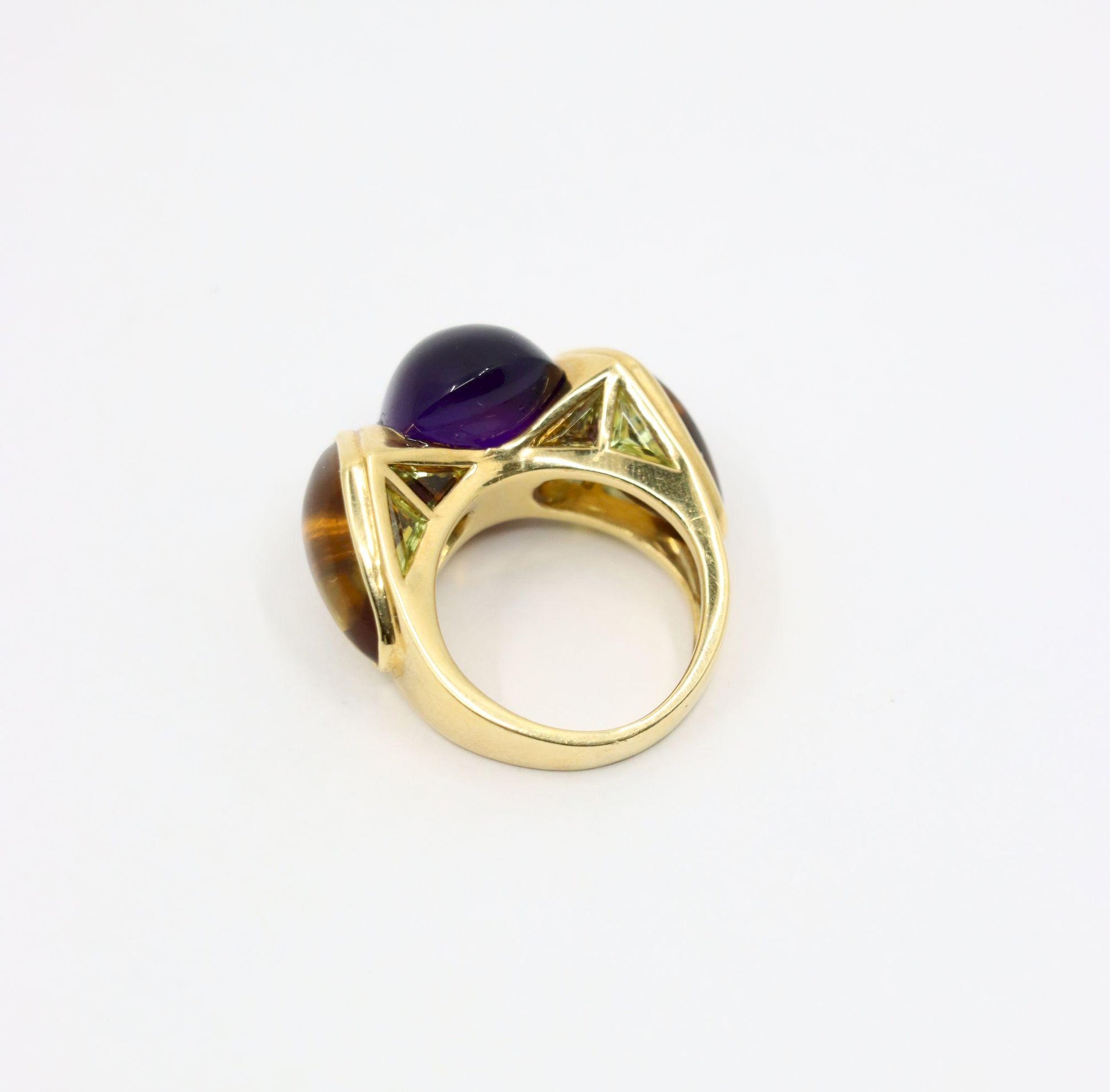 Marina B. 18K Gold Amethyst Citrine Peridot Ring