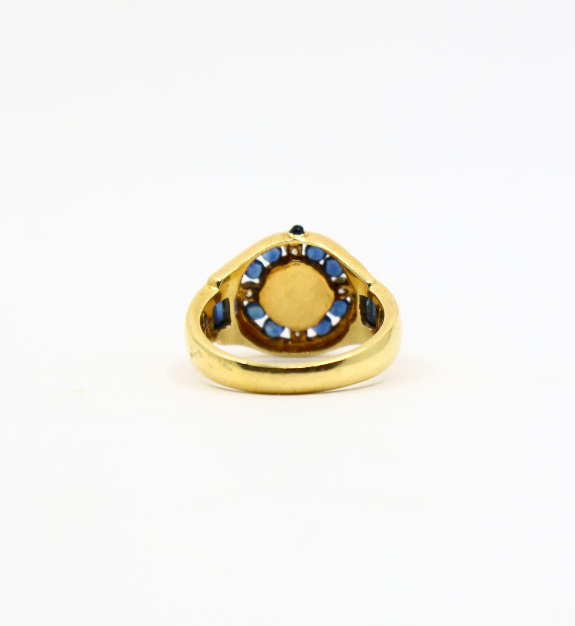 Art Deco 18K Gold Sapphire Diamonds Watch Ring