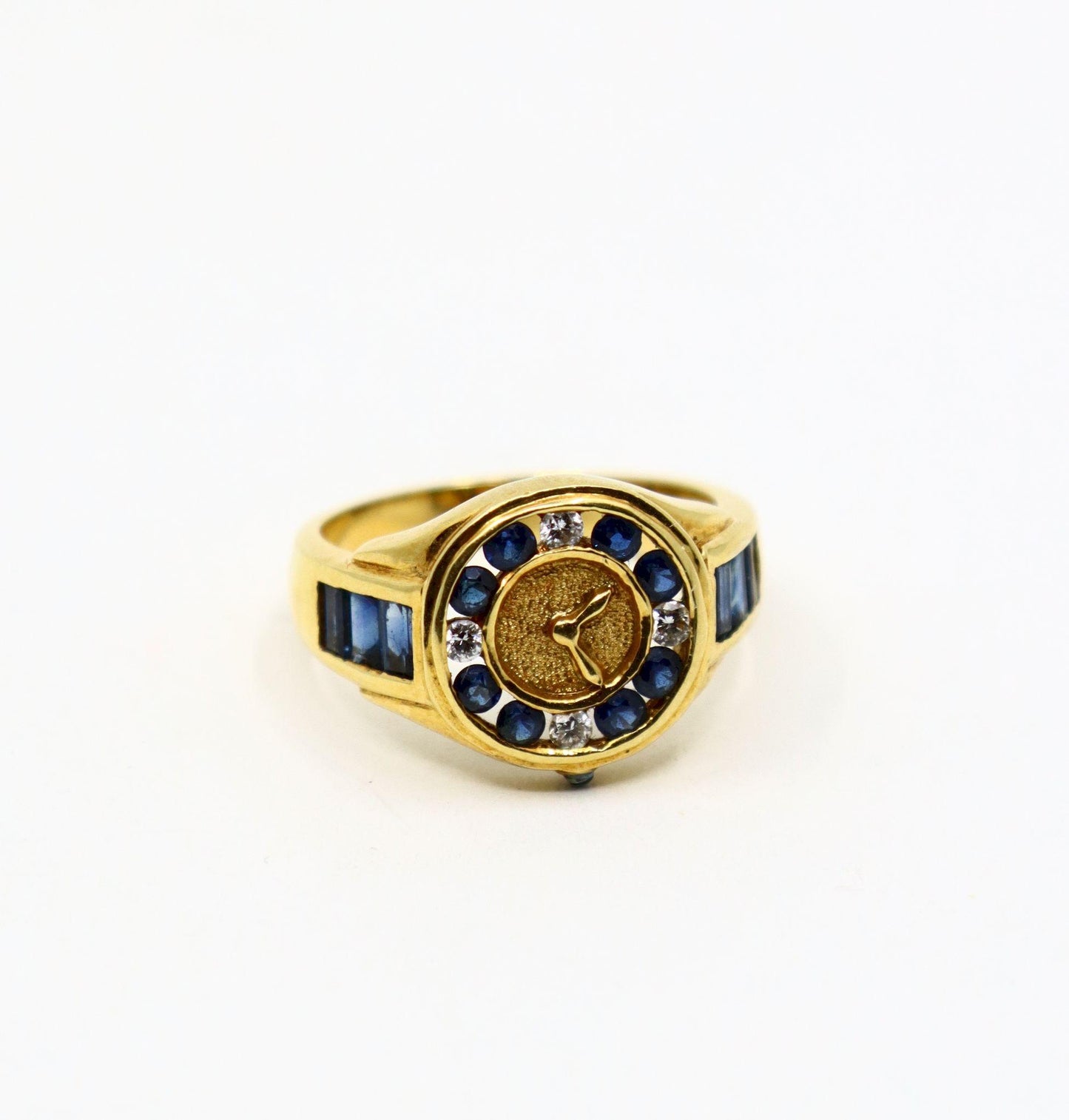 Art Deco 18K Gold Sapphire Diamonds Watch Ring