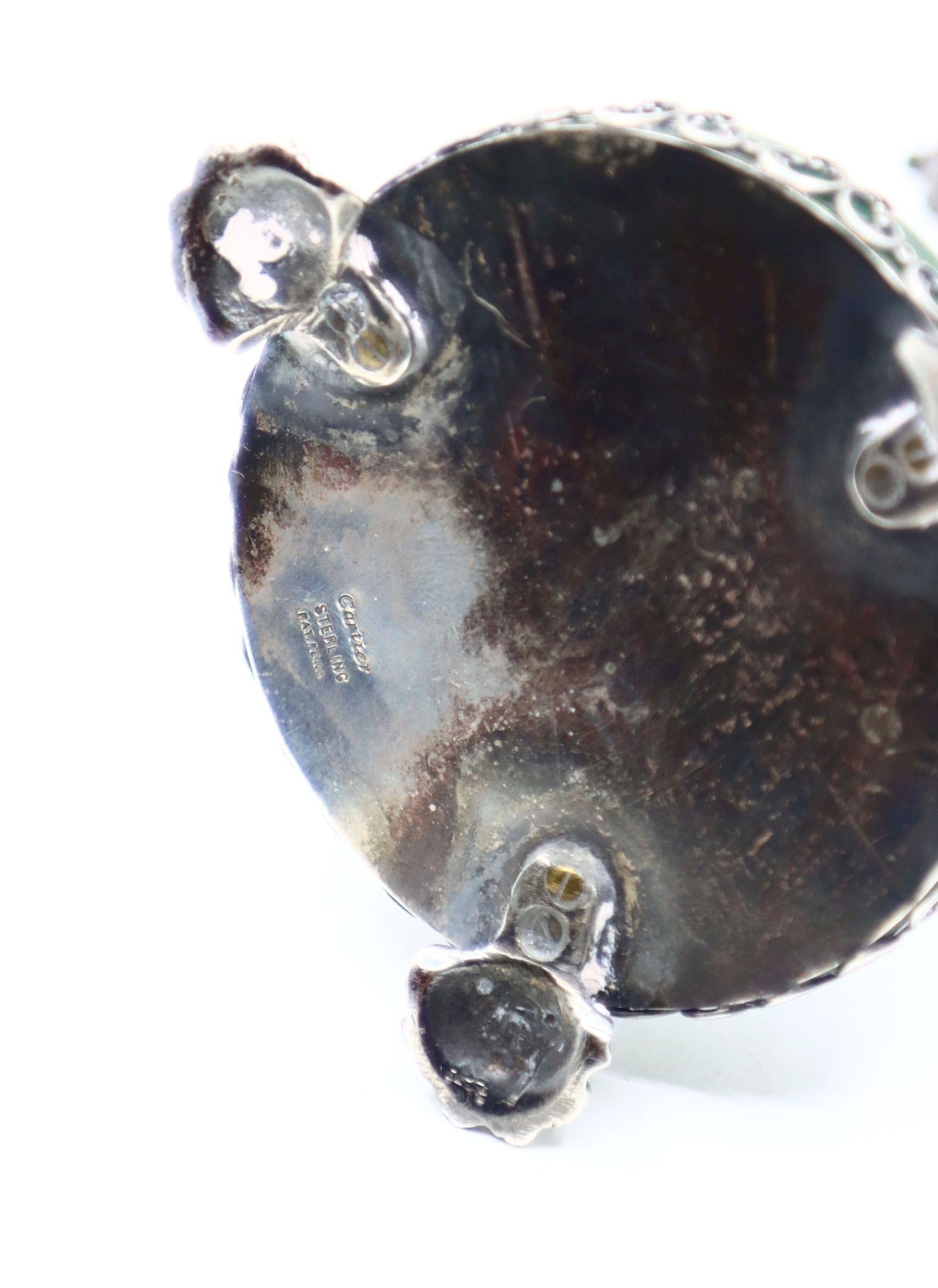 Cartier Sterling Silver Monkey Jade Stand Clock