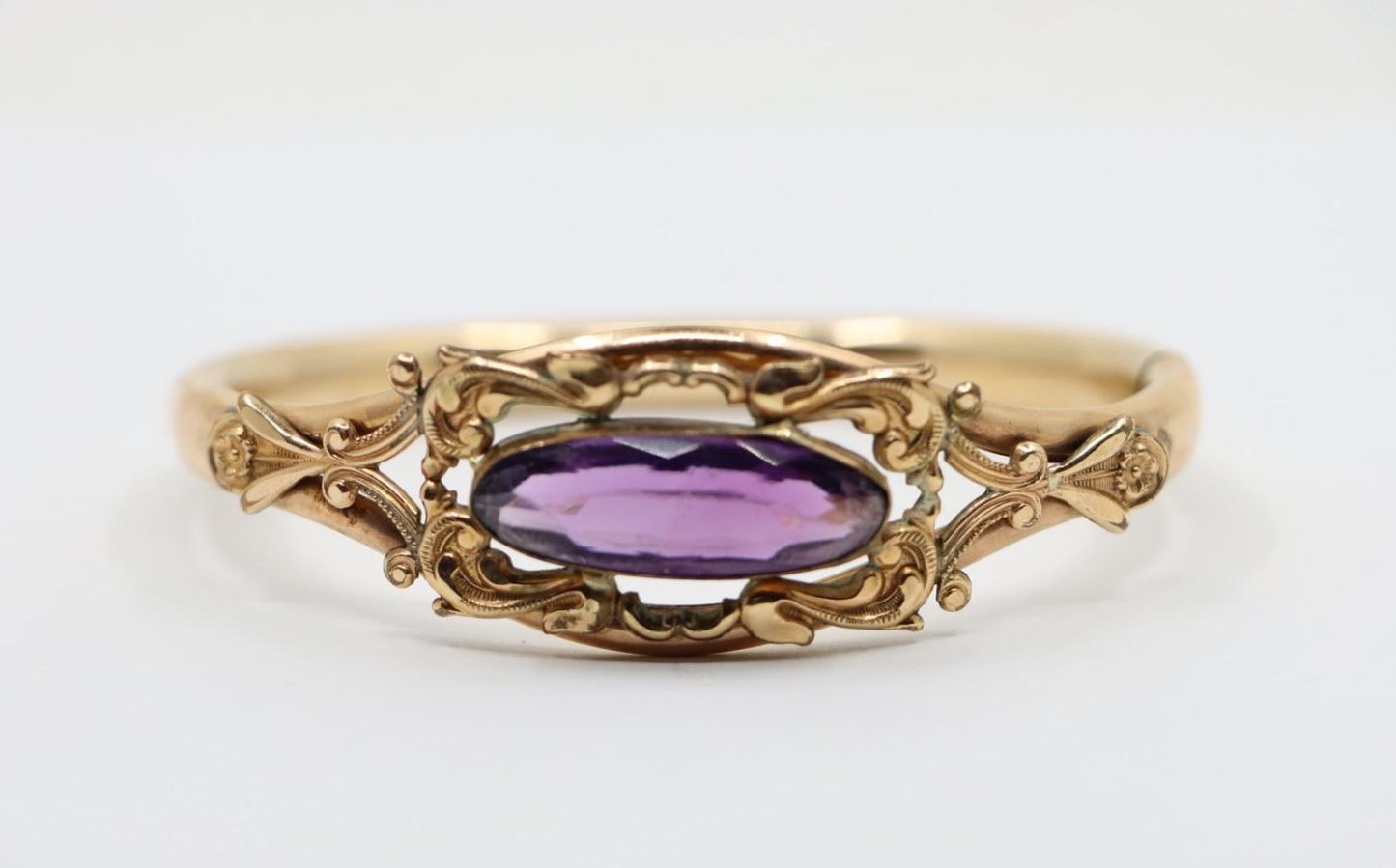 Vintage Gold Filled Purple Glass Bracelet