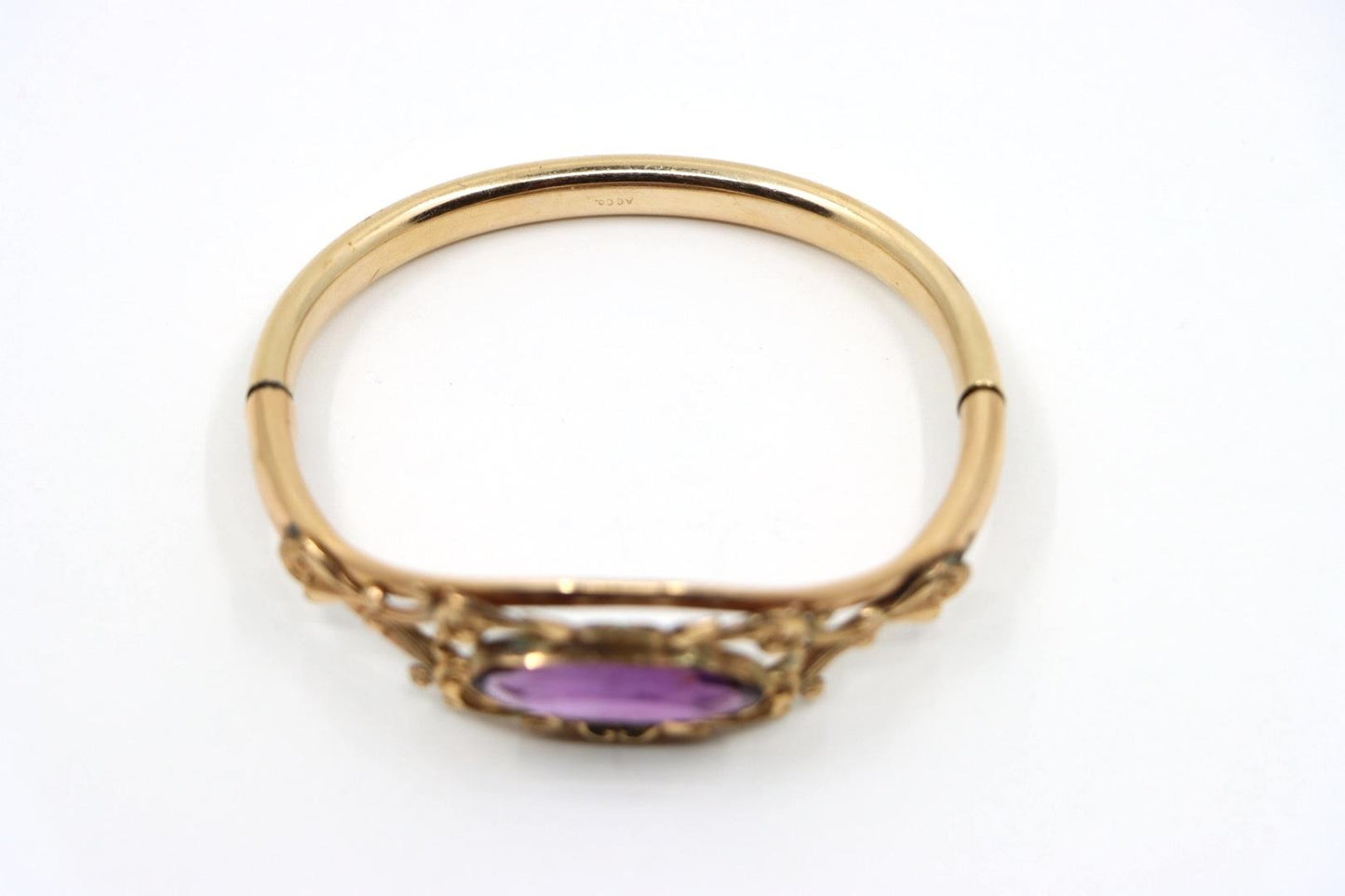 Vintage Gold Filled Purple Glass Bracelet