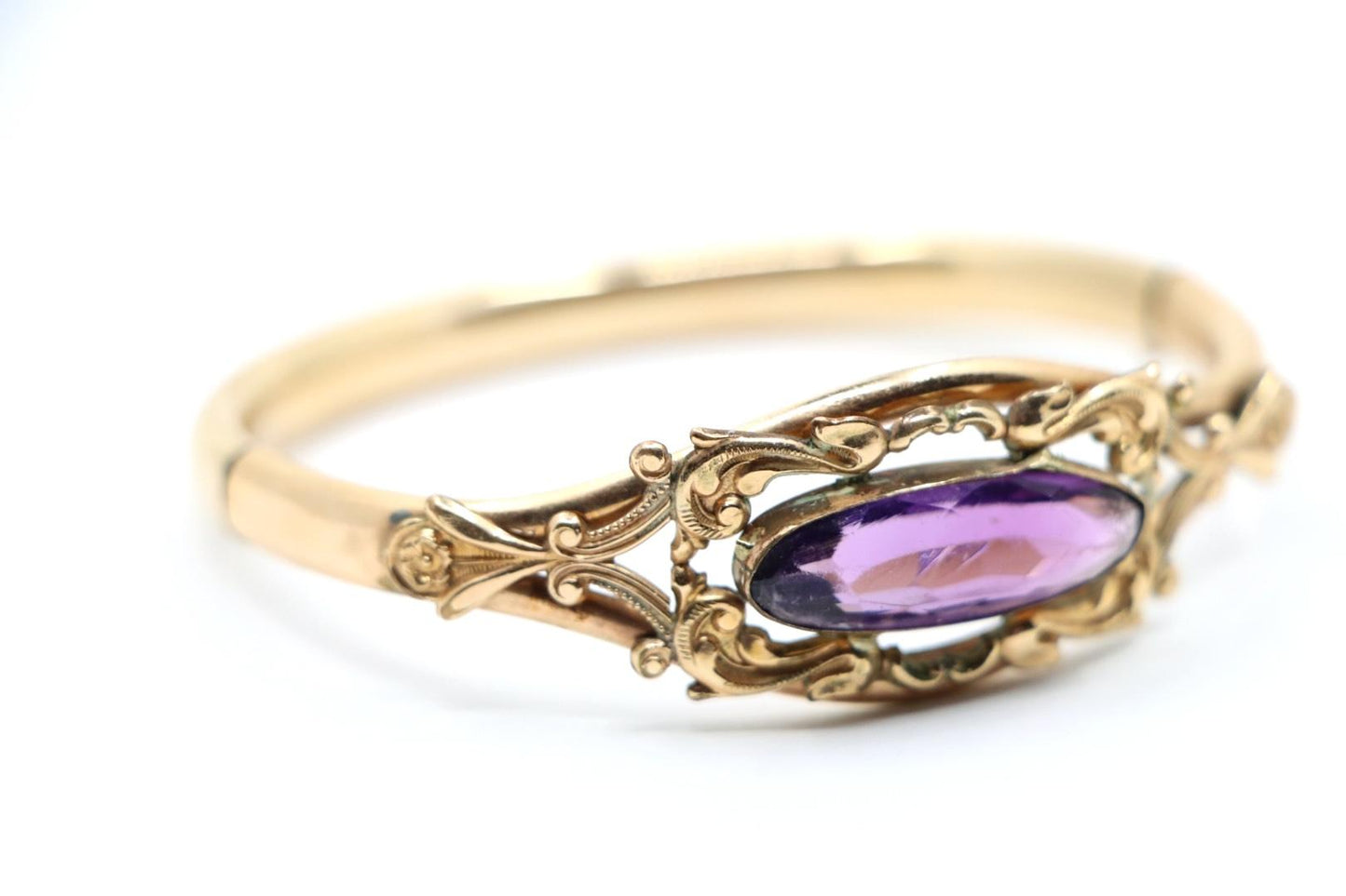 Vintage Gold Filled Purple Glass Bracelet