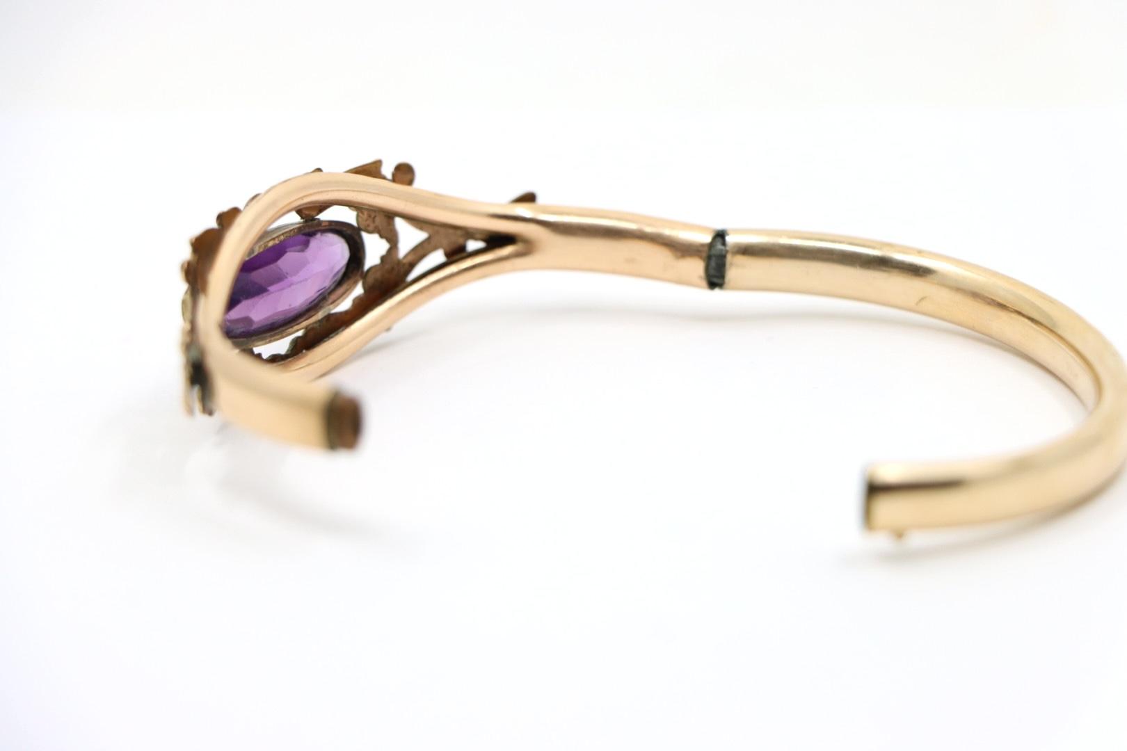 Vintage Gold Filled Purple Glass Bracelet