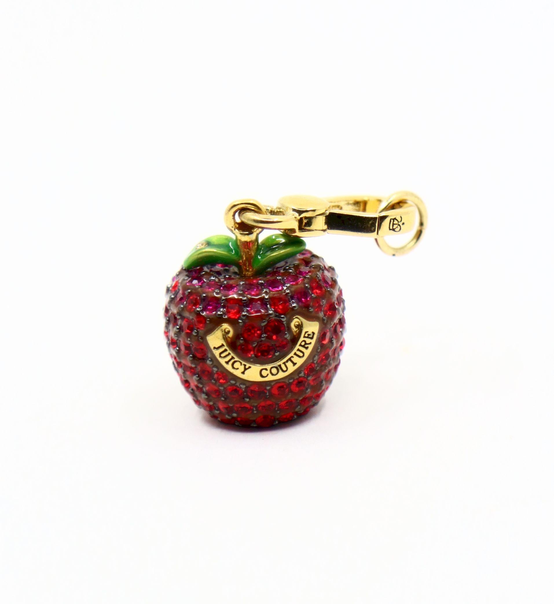 Vintage  Juicy Couture Gold Tone Rhinestone Apple Charm