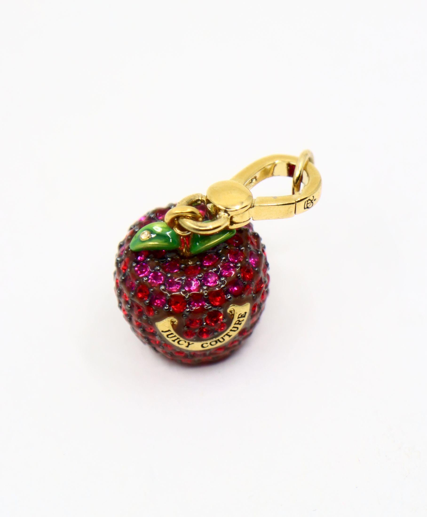 Vintage  Juicy Couture Gold Tone Rhinestone Apple Charm
