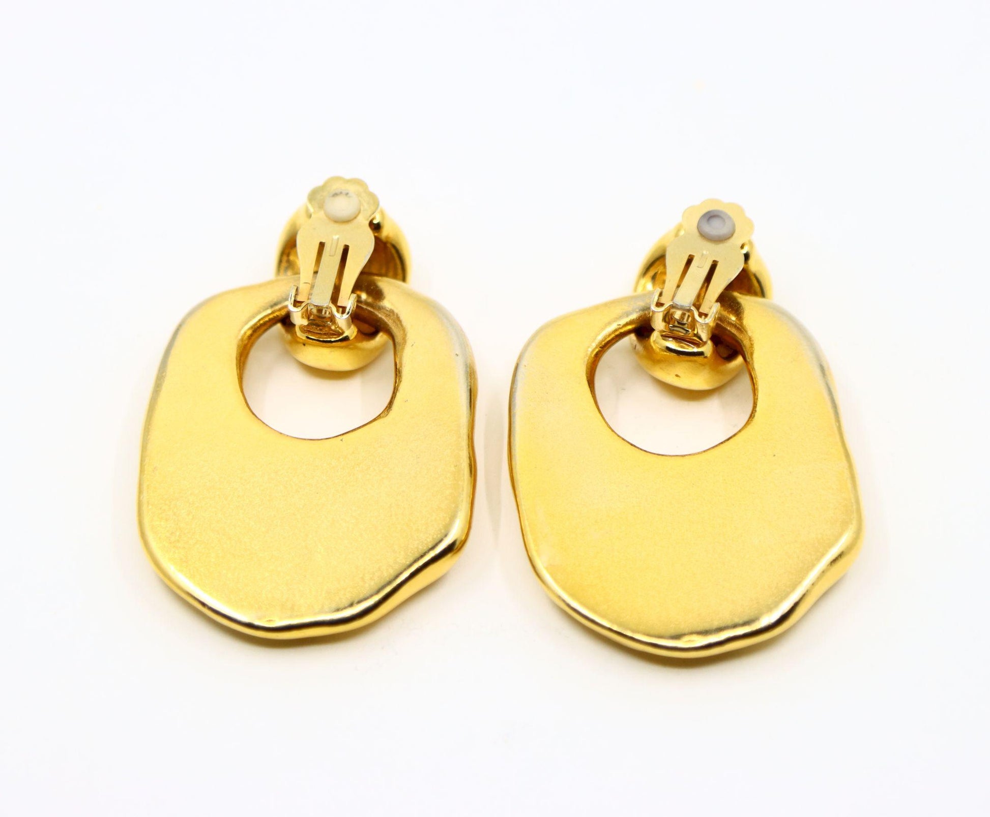 Vintage Gold Tone Texture Large Earrings