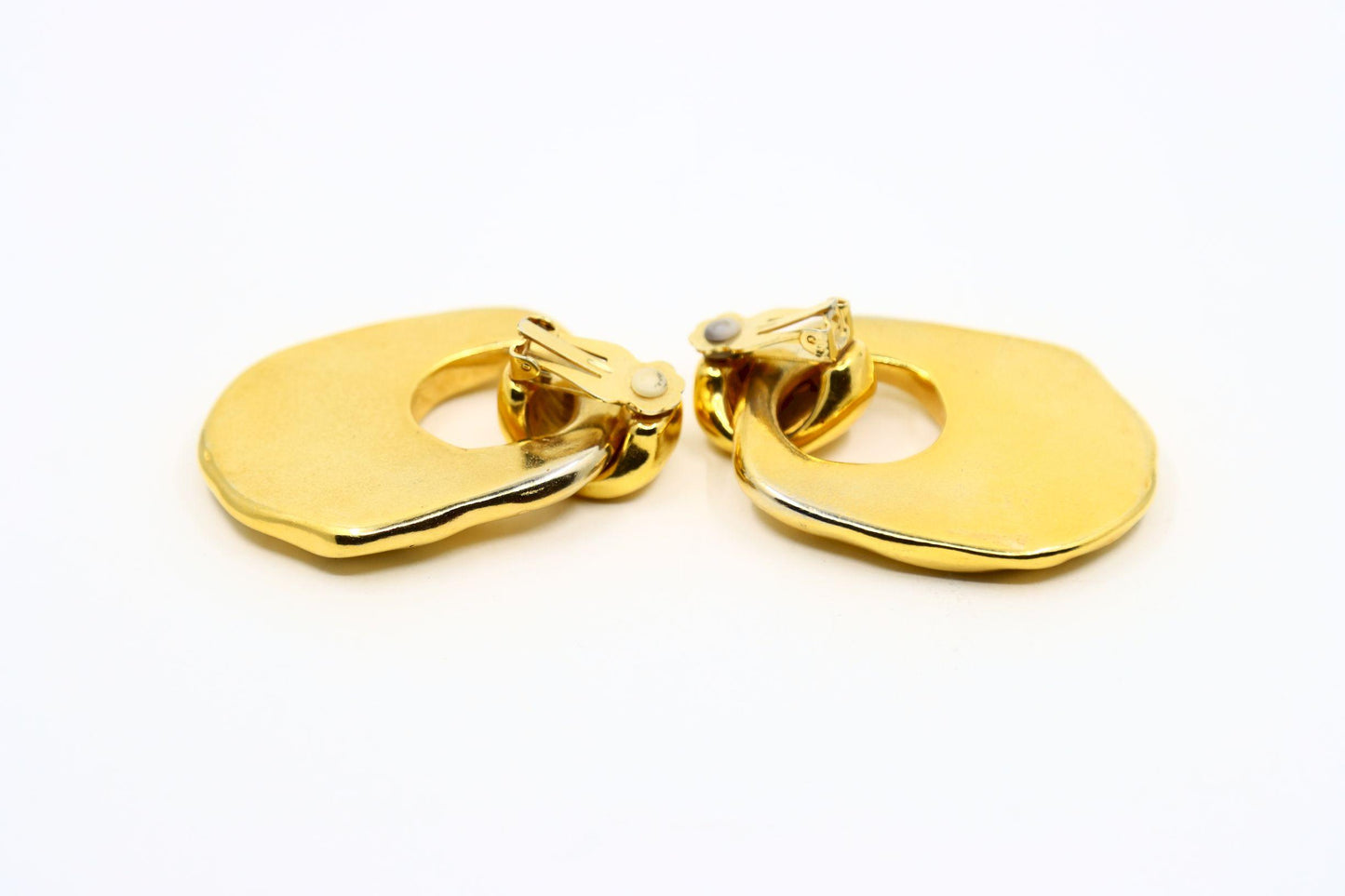 Vintage Gold Tone Texture Large Earrings