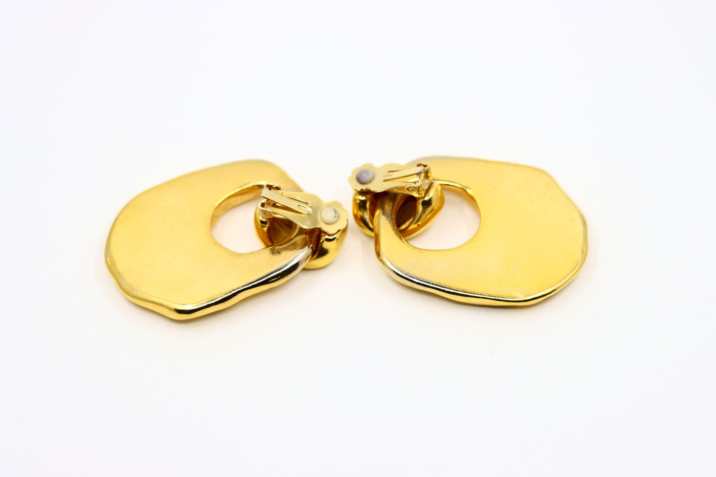 Vintage Gold Tone Texture Large Earrings