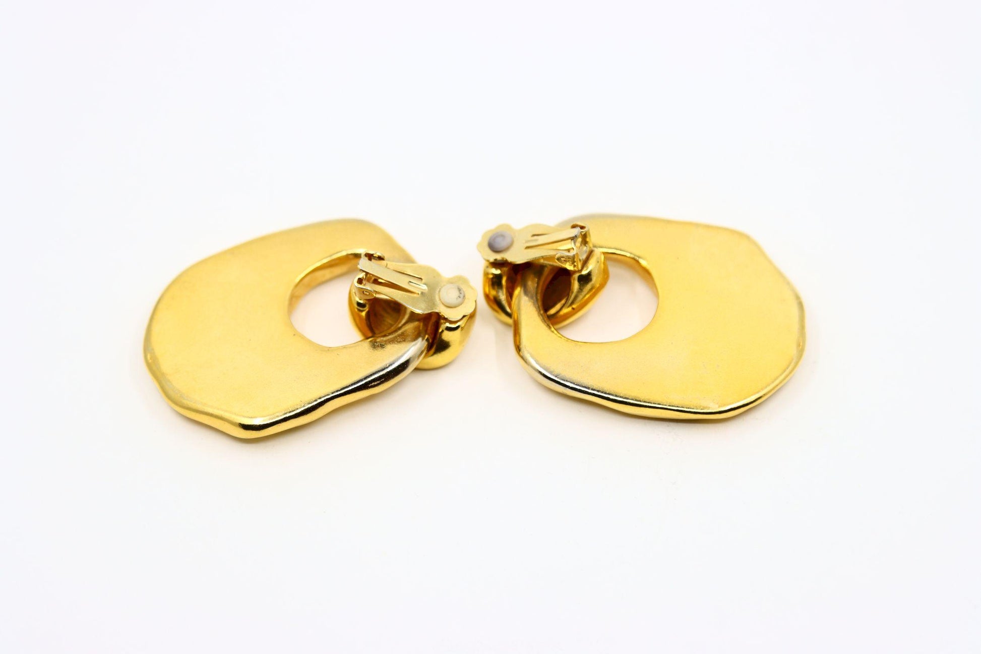 Vintage Gold Tone Texture Large Earrings