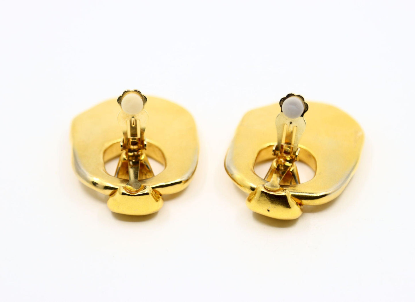 Vintage Gold Tone Texture Large Earrings