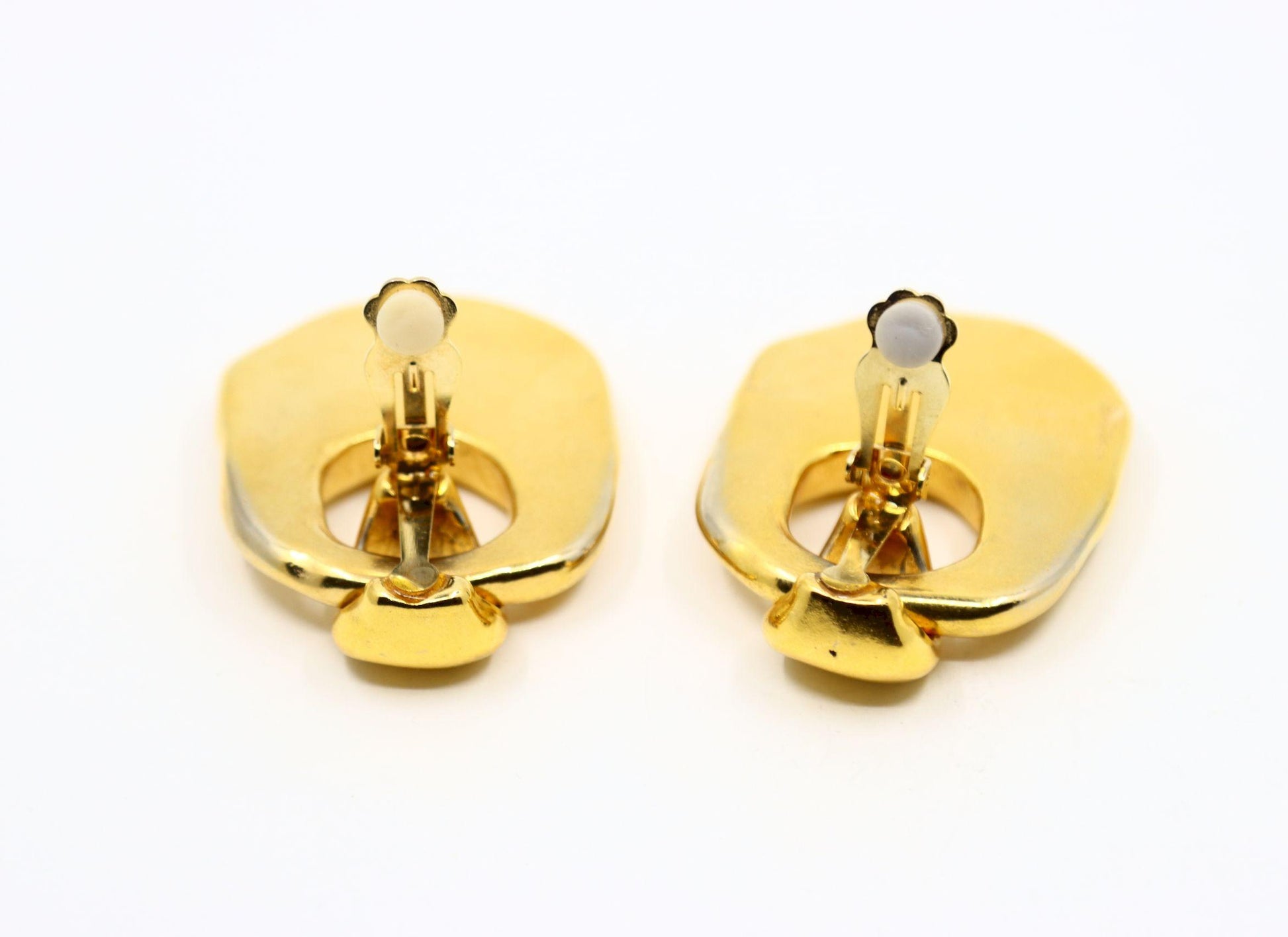 Vintage Gold Tone Texture Large Earrings