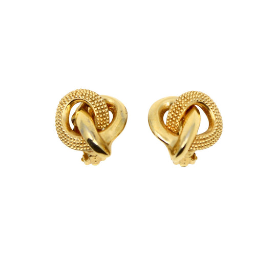 Vintage Erwin Pearl Gold Tone Texture Heart Earrings