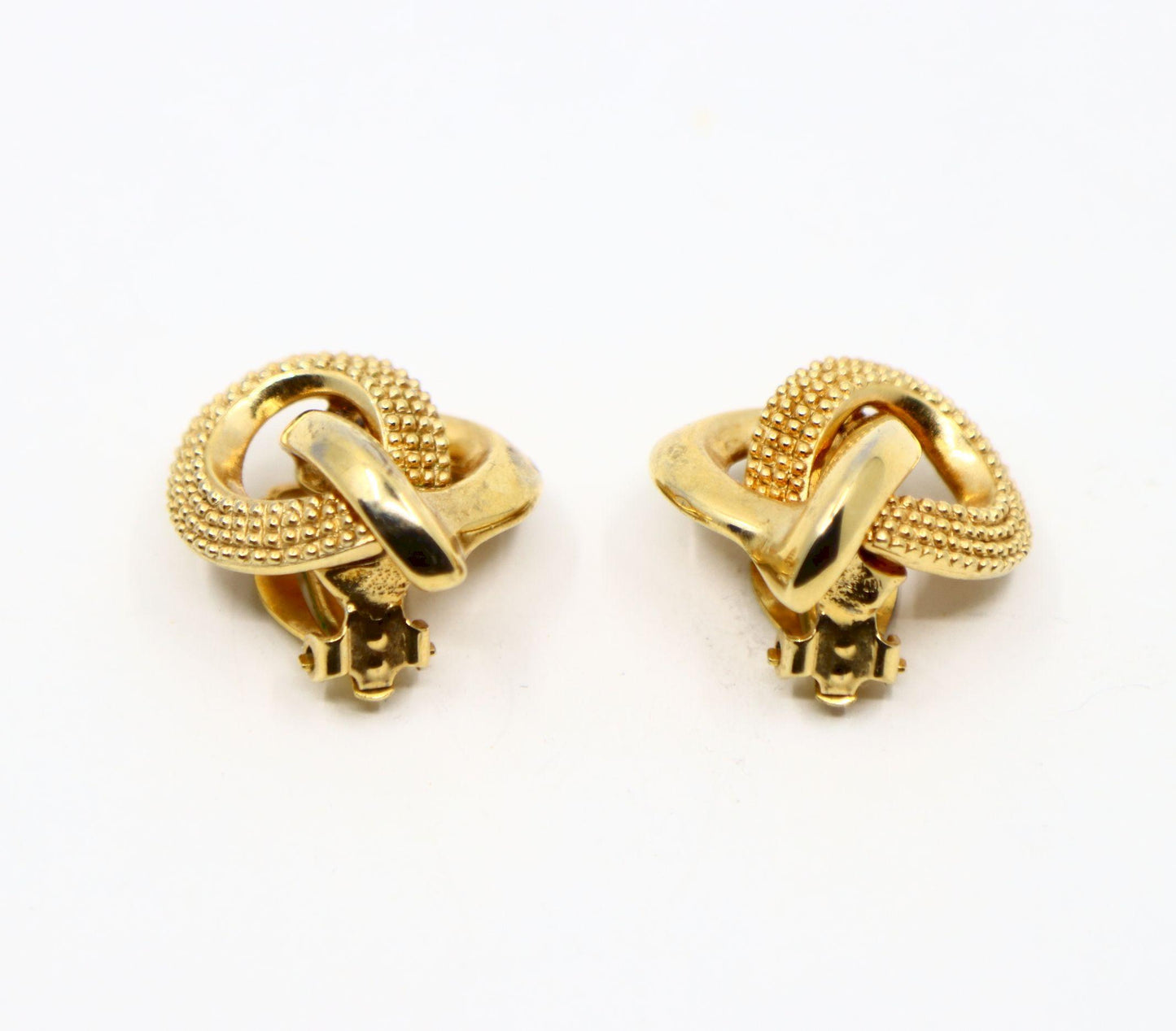 Vintage Erwin Pearl Gold Tone Texture Heart Earrings