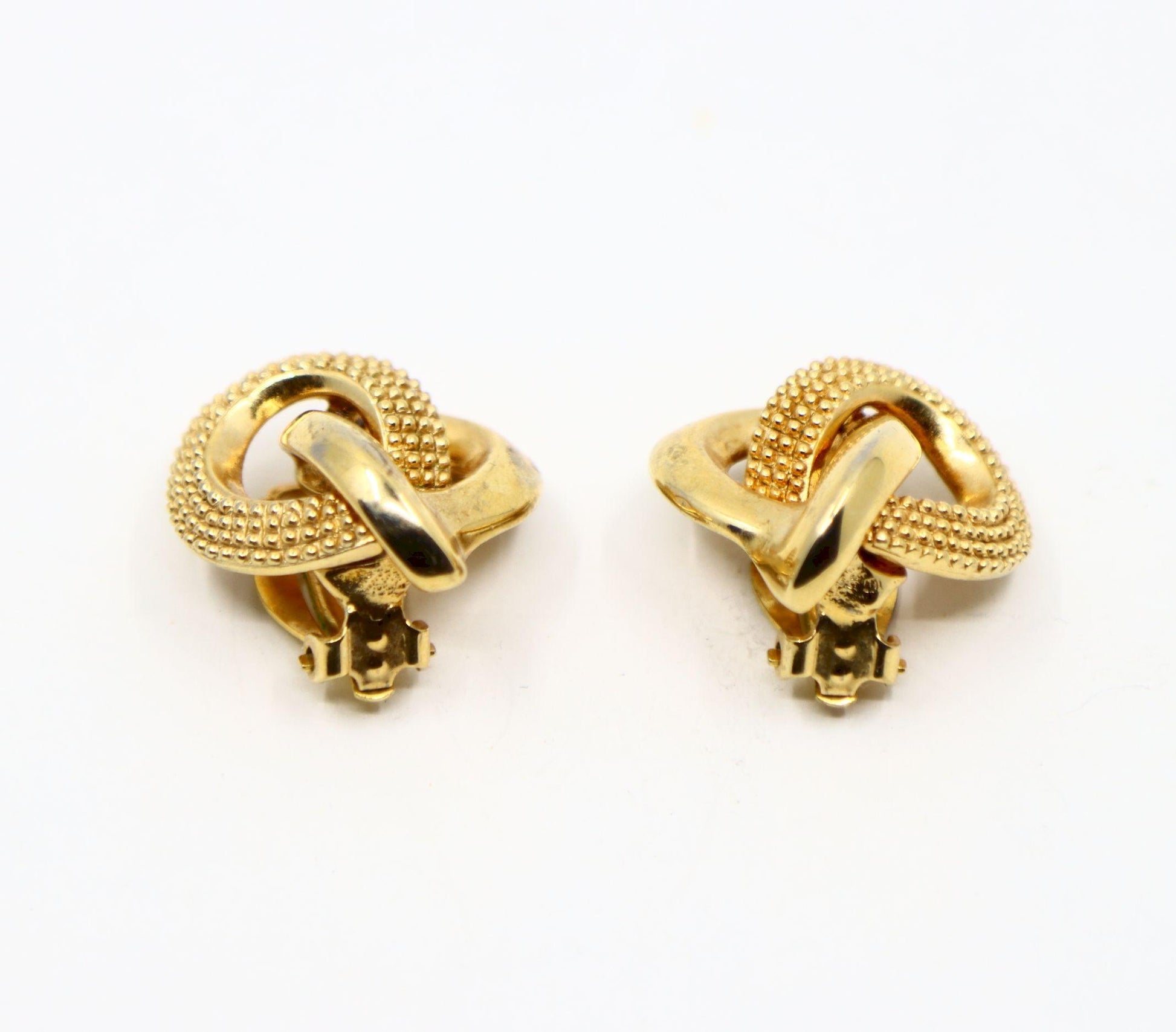 Vintage Erwin Pearl Gold Tone Texture Heart Earrings