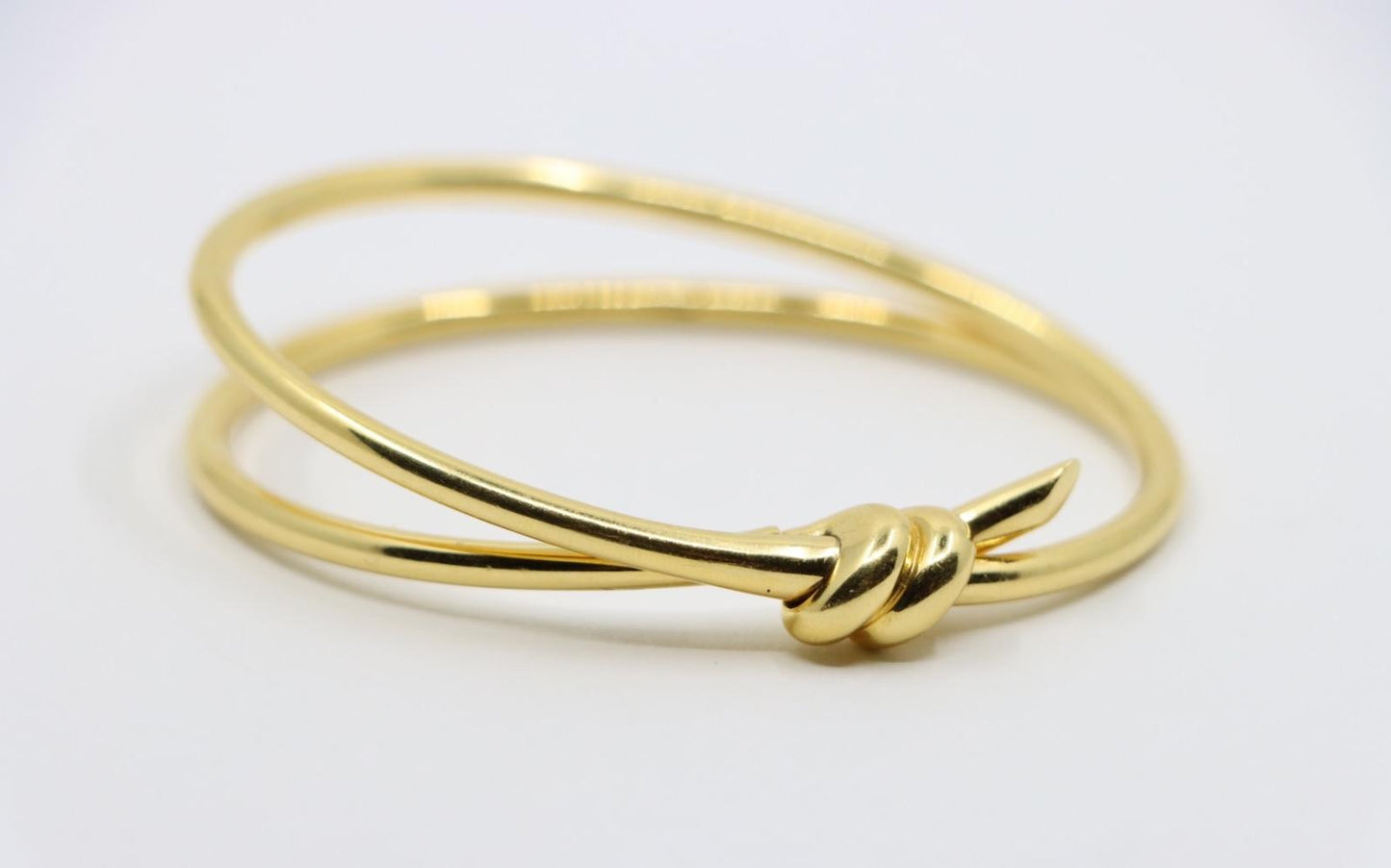 Tiffany & Co. 18K Gold Knot Double Row Hinged Bangle