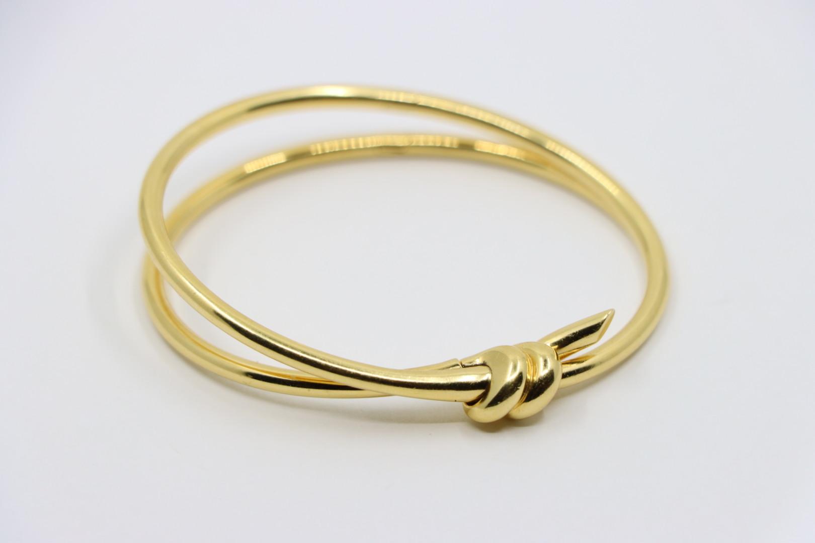 Tiffany & Co. 18K Gold Knot Double Row Hinged Bangle