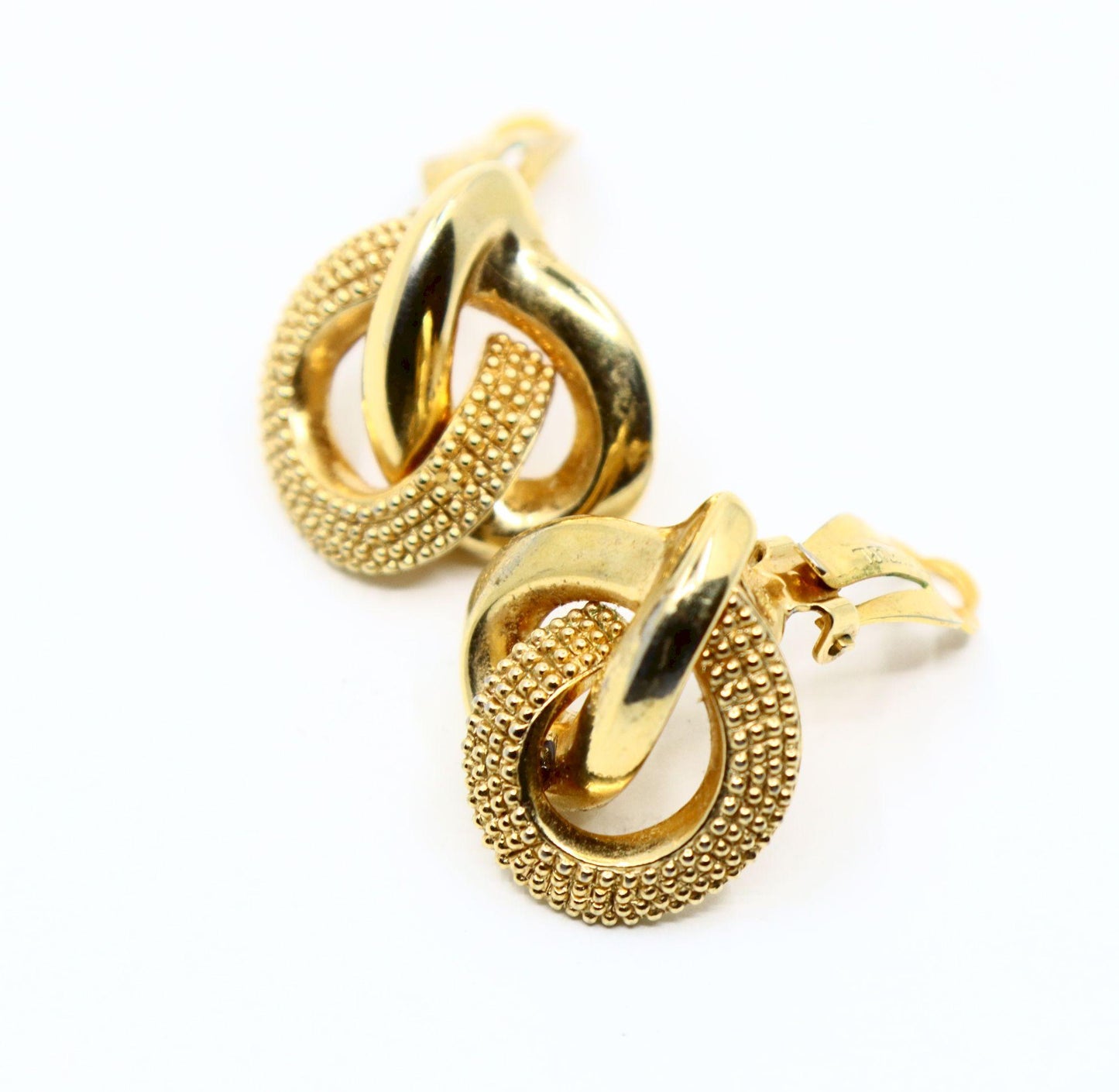 Vintage Erwin Pearl Gold Tone Texture Heart Earrings