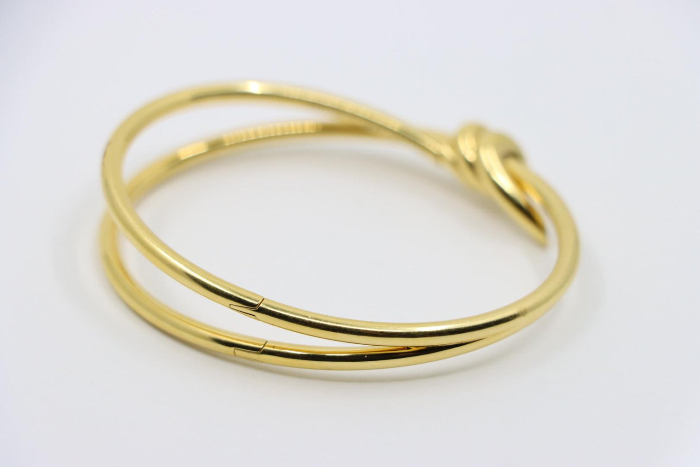 Tiffany & Co. 18K Gold Knot Double Row Hinged Bangle