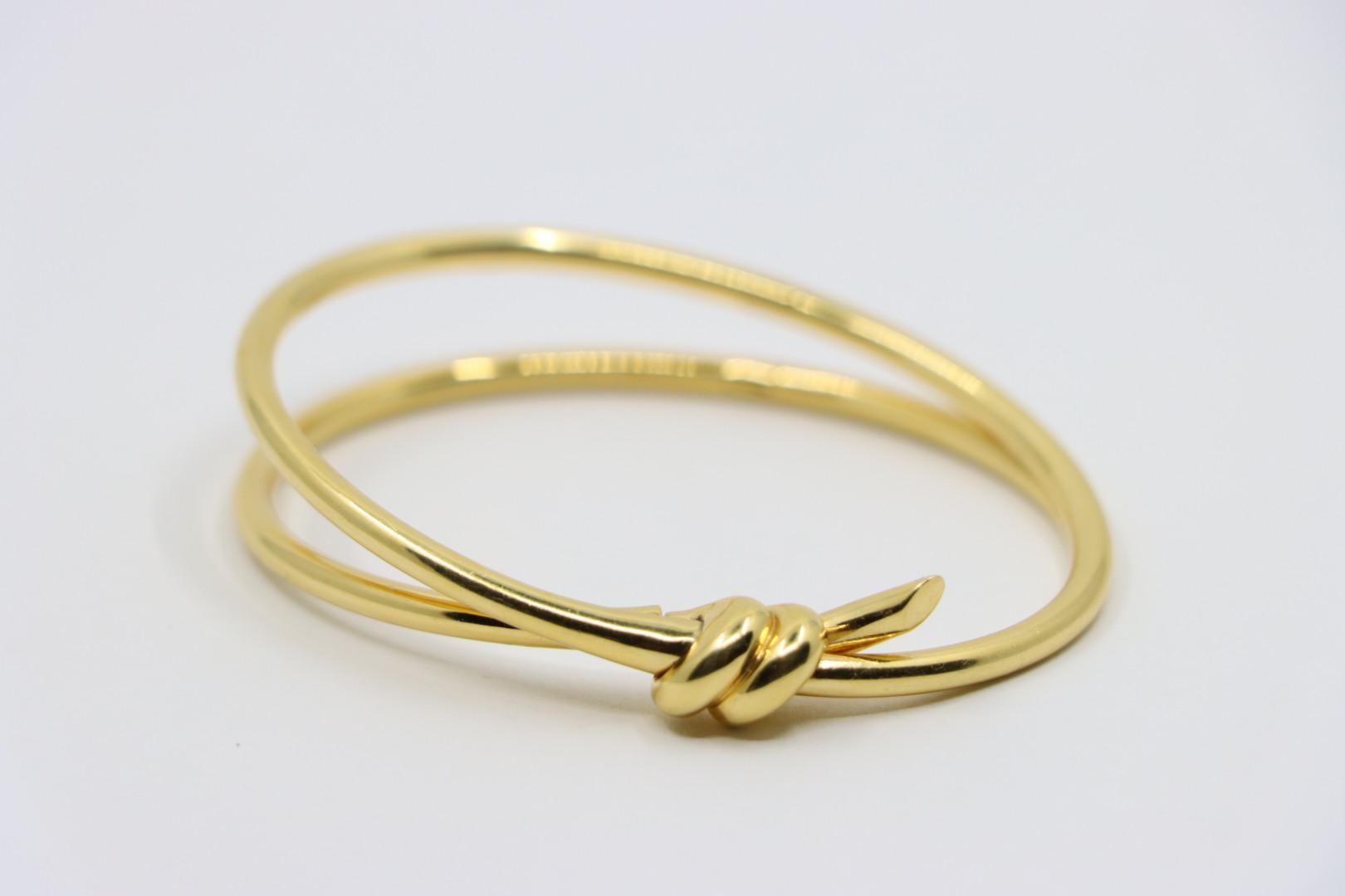 Tiffany & Co. 18K Gold Knot Double Row Hinged Bangle