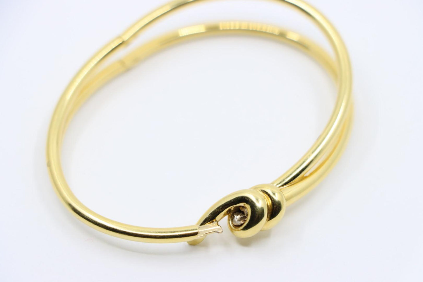 Tiffany & Co. 18K Gold Knot Double Row Hinged Bangle