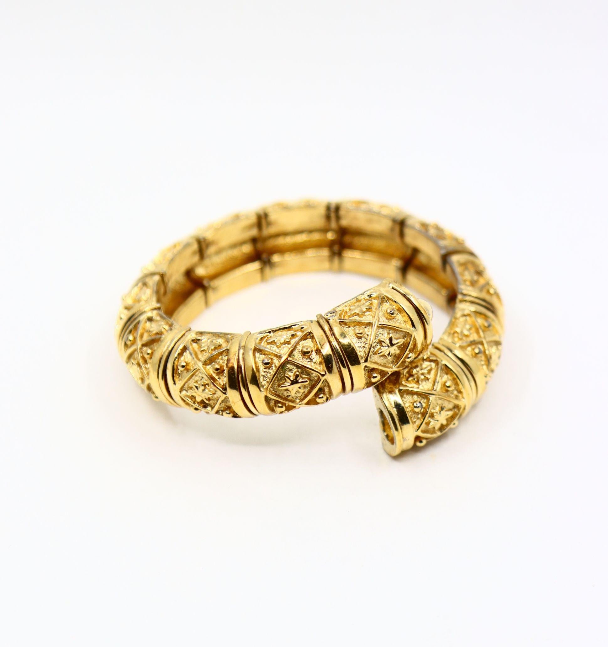 Vintage Gold Tone Engraved Bangle Bracelet