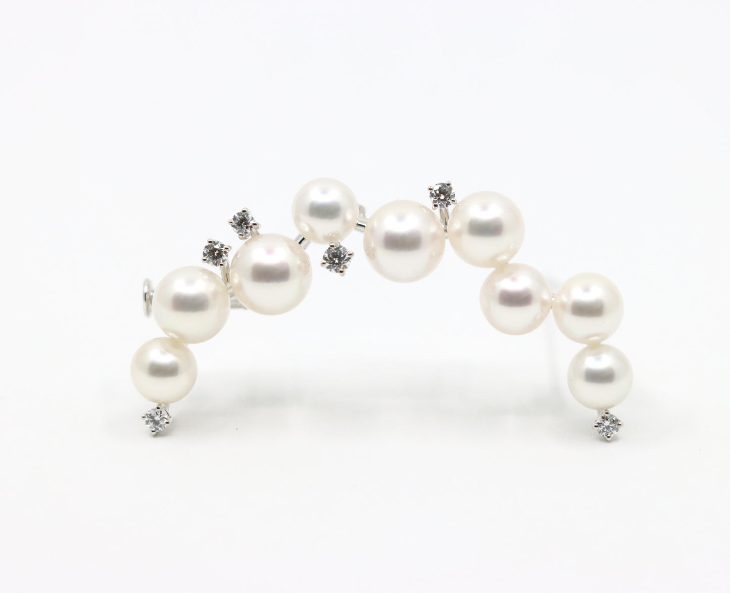 Tasaki 18K White Gold Diamonds Pearl Moon Brooch