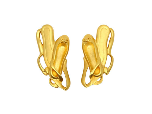 A Rare Vintage Karl Lagerfeld Gold Tone Ballet Shoes Earrings