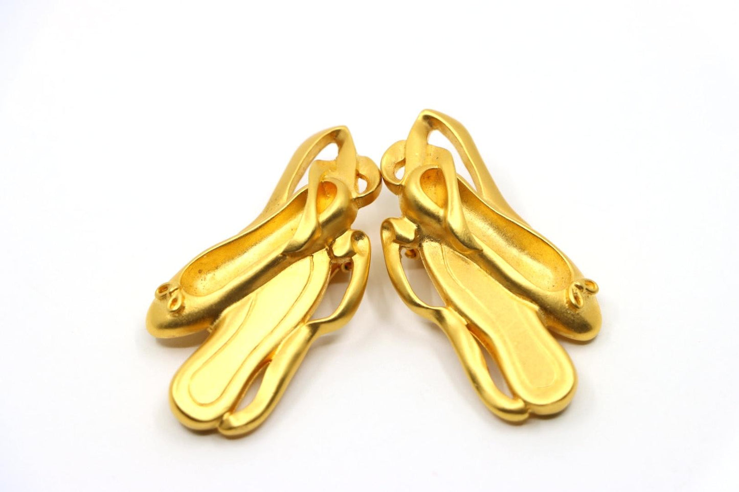 A Rare Vintage Karl Lagerfeld Gold Tone Ballet Shoes Earrings