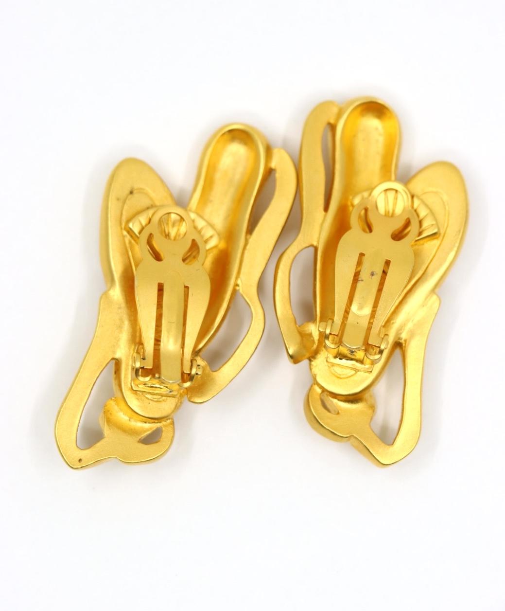 A Rare Vintage Karl Lagerfeld Gold Tone Ballet Shoes Earrings