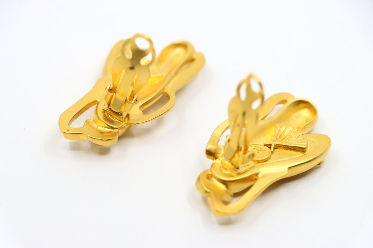 A Rare Vintage Karl Lagerfeld Gold Tone Ballet Shoes Earrings