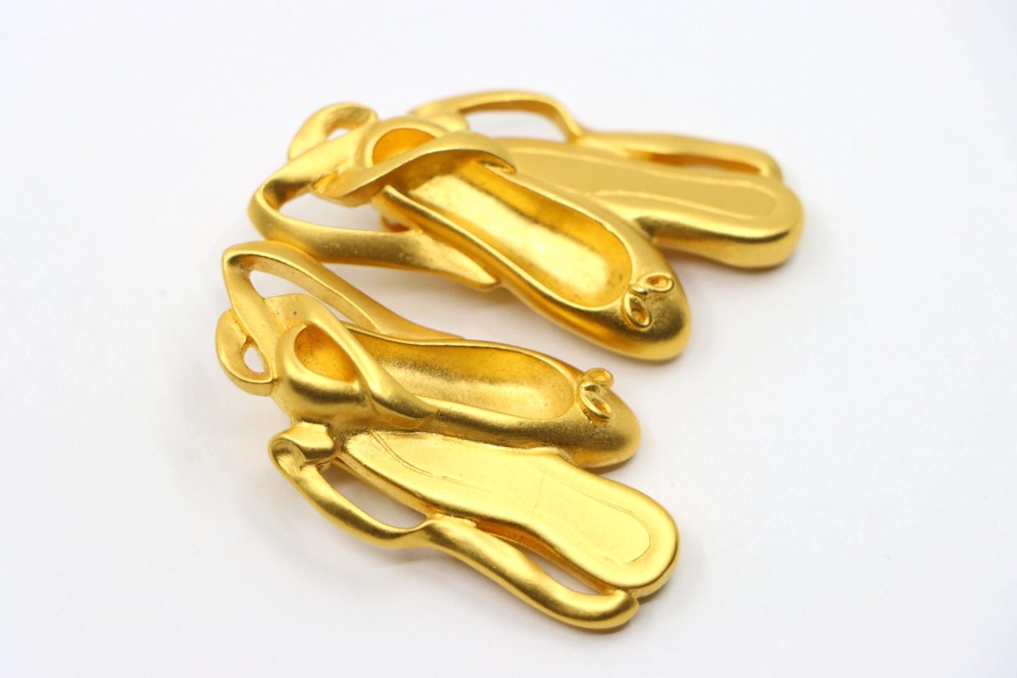 A Rare Vintage Karl Lagerfeld Gold Tone Ballet Shoes Earrings