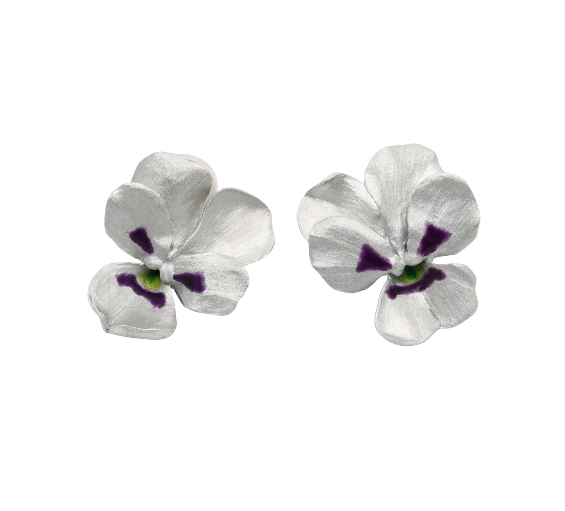 JAR PARIS 18K Gold Aluminum Pansy Flowers Earrings