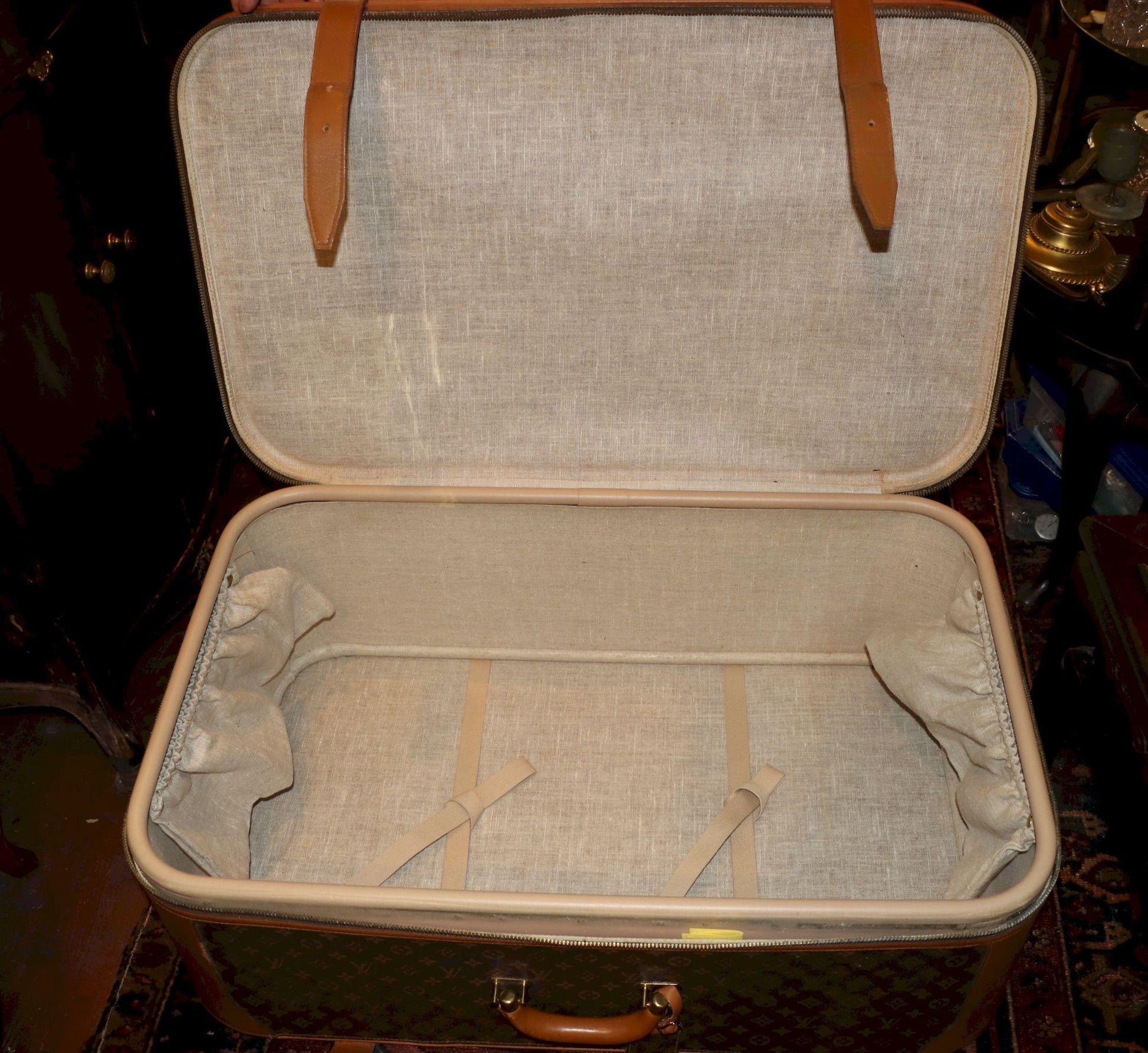 Antique Louis Vuitton Monogram Leather Large Suitcase