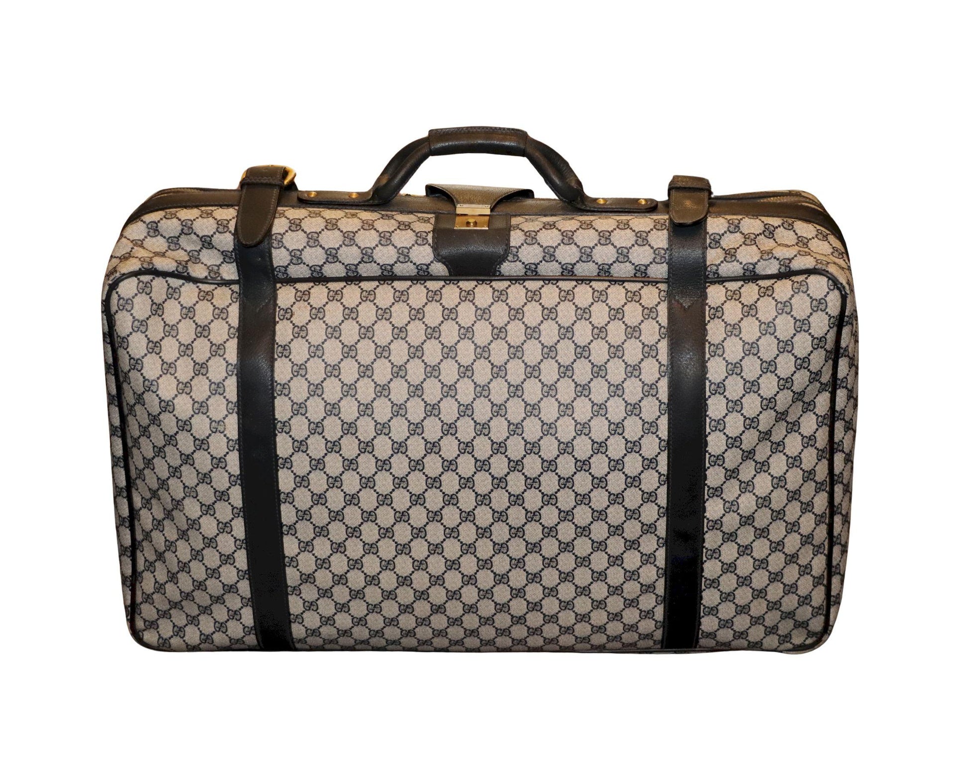 Vintage GUCCI Navy GG Monogram Canvas Travel Suitcase